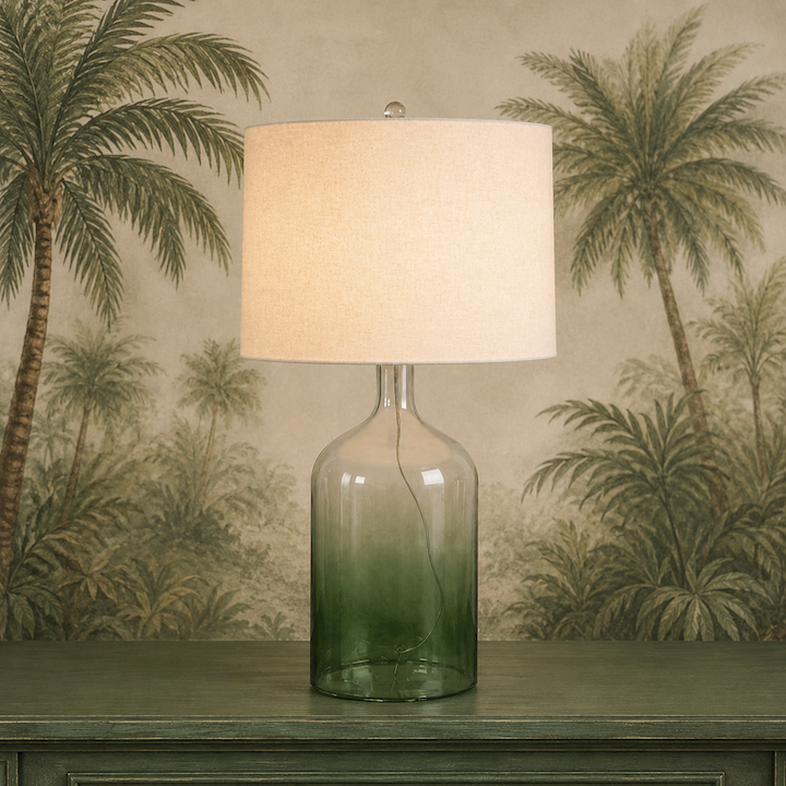 GREEN GLASS BOTTLE LAMP 41x43x84cm